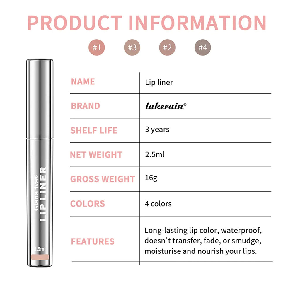🆙Glanariva® 4-Piece Peel-Off Lip Liner Stain Set – Waterproof Matte Lip Tint, Long-Lasting 24H, Smudge-Proof Nude Shades
