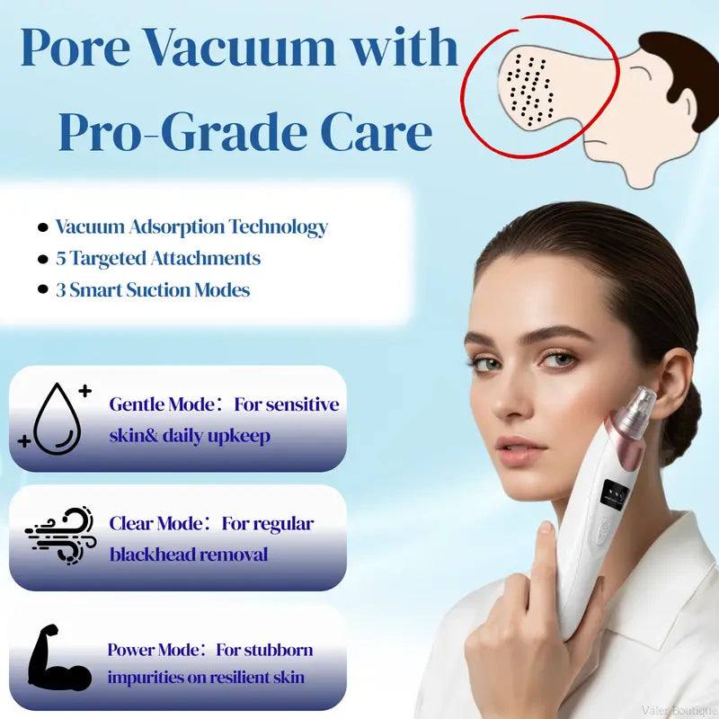 🫧Electric Pore Vacuum & Blackhead Remover – Rechargeable Spot Extractor Tool Set